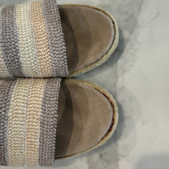 Studio Works Maddie Slide Espadrille Wedge Sandals Womens 8 Neutral Striped Band - Picture 6 of 10